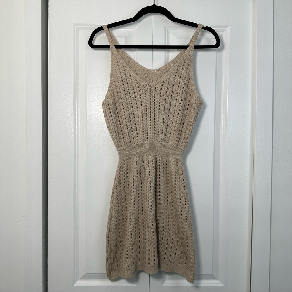 Beige Knit Dress Crochet-Appearance Size Medium